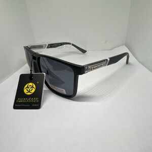 Black Biohazard UV400 Square Sunglasses – Maximum UV Protection – NWT